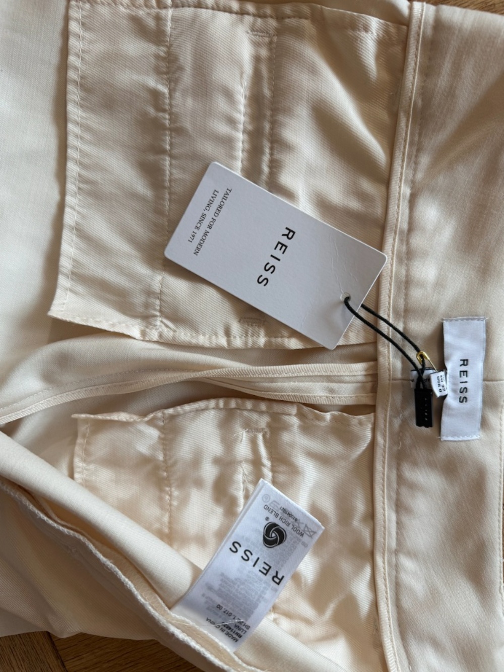 NWT REISS Stretch-Wool Luna Flair Trousers - Ecru 0 - Picture 15 of 16
